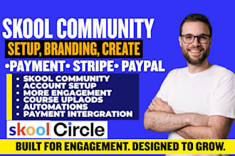do skool community setup, skool manager, ghl kajabi course mighty networks