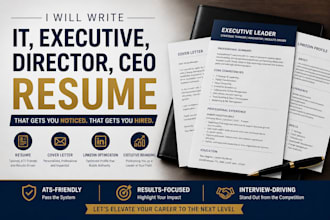 write your IT, executive, director, CEO, resume, cover letter and linkedin opt