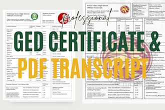 design ged transript, certificate, ged college transcript, high school diploma