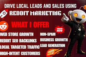grow local business web store leads, sales traffic with reddit SEO backlink post