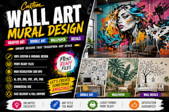 do custom wall art mural design graffiti doodle decal and wallpaper