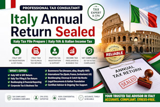 italy annual return sealed italy tax file prepare italy iva italian income tax