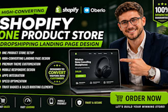 build shopify one product store, dropshipping product landing page design