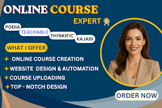 build online course website, membership site, kajabi thinkific podia website