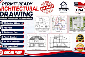 create architectural drawing, 2d floor plan, elevation autocad for USA tx ca fl