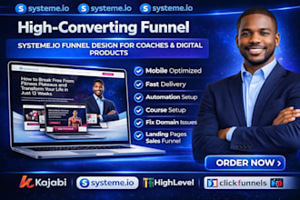 create system io sales funnel wordpress landing page email automation gohighleve