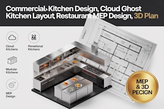 commercial kitchen design cloud ghost kitchen layout restaurant mep design 3d