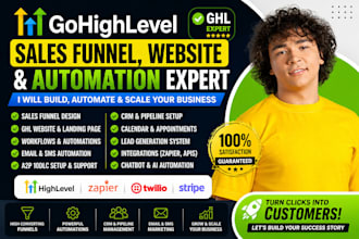 build gohighlevel sales funnel, website, automation and ghl workflow