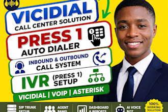 setup vicidial, voip, IVR, press 1 bot , inbound, outbound call system