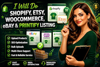 do shopify product listing etsy woocommerce product upload ebay printify listing
