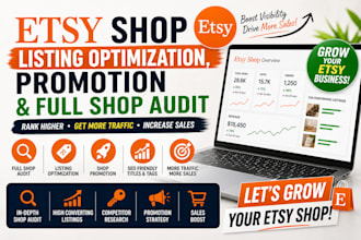 etsy shop,  listing optimization, promotion and full shop audit