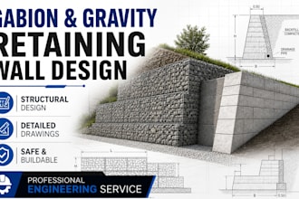 design gambion and gravity retaining walls for your project