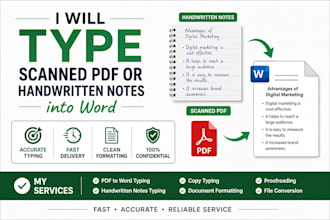 type scanned pdf or handwritten notes into word