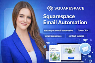 setup squarespace email automation, fluentcrm, email squences, contact tagging