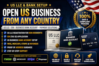 setup US llc and US business bank account for non residents and proof of address