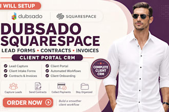 setup dubsado squarespace lead form contract invoice client portal crm