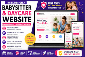 design a high converting babysitter, daycare website with booking