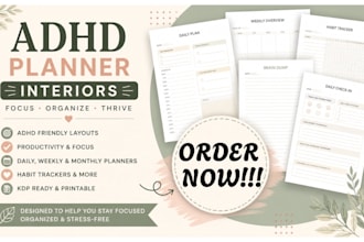 design adhd planner interiors for amazon KDP and printables