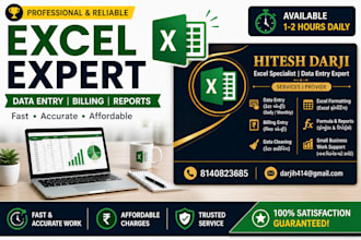do excel data entry, billing, data cleaning and reports