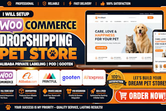 setup woocommerce dropdshipping pet store   alibaba private labeling pod gooten