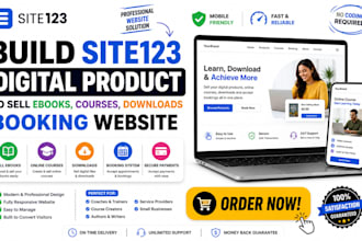 build site123 digital product to sell ebooks courses downloads booking website