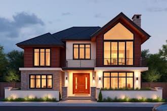 design, render 3d architectural exterior of house, commercial building rendering