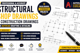 create structural shop drawing, construction drawing and autocad detailing