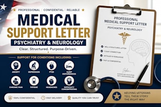 write a professional medical support letter for your claims