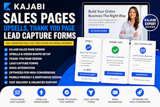 do kajabi sales page, upsells, thank you page, leads capture forms