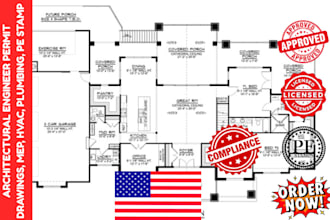 architectural engineer permit drawings mep hvac plumbing, pe stamp fl ny kn il