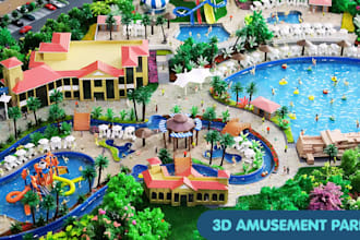 design 3d amusement park, theme park, entertainment center, outdoor playground