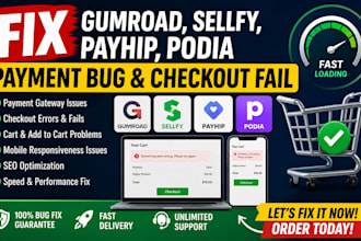 fix gumroad sellfy payhip podia payment bug checkout fail mobile issues SEO cart