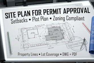 draw residential site plan plot adu  setback zoning autocad permit