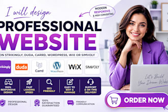 design a professional website on strikingly duda carrd wordpress wix simvoly