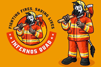 create firefighter mascot logo design with unlimited review