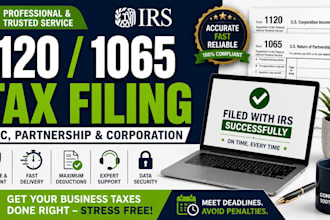 prepare and file irs form 1120, 1065 for llc business tax returns