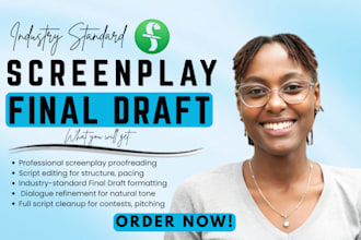 proofread, edit, format screenplay, feature film, TV pilot, pitch in final draft