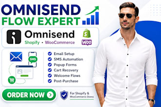 setup omnisend shopify woocommerce email sms popup cart recovery flows