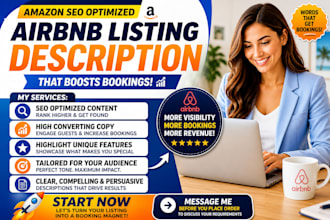 write an amazon seo optimized airbnb listing description that boosts bookings