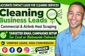 get contact info of commercials, airbnb hosts for marketing cleaning business