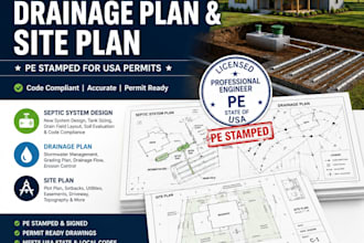 design a septic system, drainage plan, and site plan with pe stamp for USA