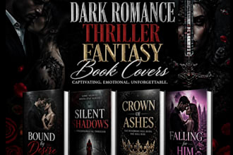 design dark romance book cover,thriller, fantasy  book cover, romance book cover