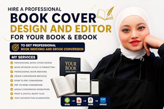 design book cover, book interior, book indexing and ebook conversion