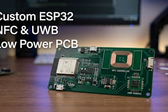 design low power nfc and uwb pcb with esp32 rf  circuit