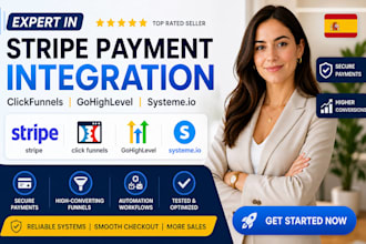 integrate stripe payment, domain, clickfunnels, gohighlevel, systeme io