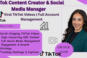 be your tiktok content creator social media manager ugc content creator