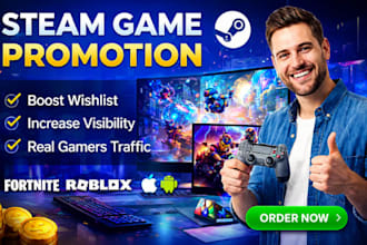 do steam game promotion, steam marketing and boost steam game wishlist