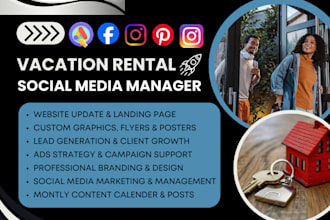 vacation rental social  media marketing  manager short term rental flyer website