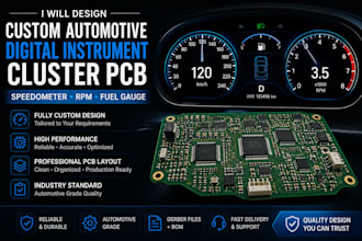 design custom automotive digital instrument cluster pcb speedometer, rpm, fuel