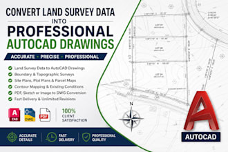 convert land survey data into professional autocad drawings